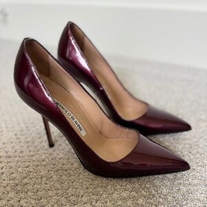 Manolo Blahnik BB 105mm Pumps - Maroon Patent Leather